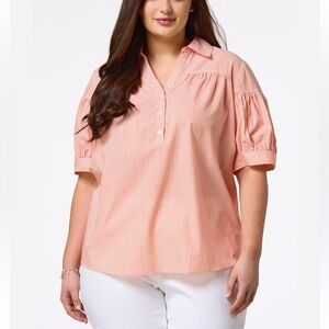 NWT CATO CITRUS STRIPE COLLARED SHIRT Size 22/24W